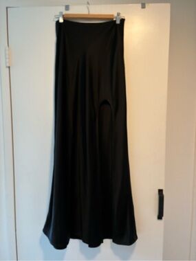 Simon Miller Black Satin U Slit maxi Skirt